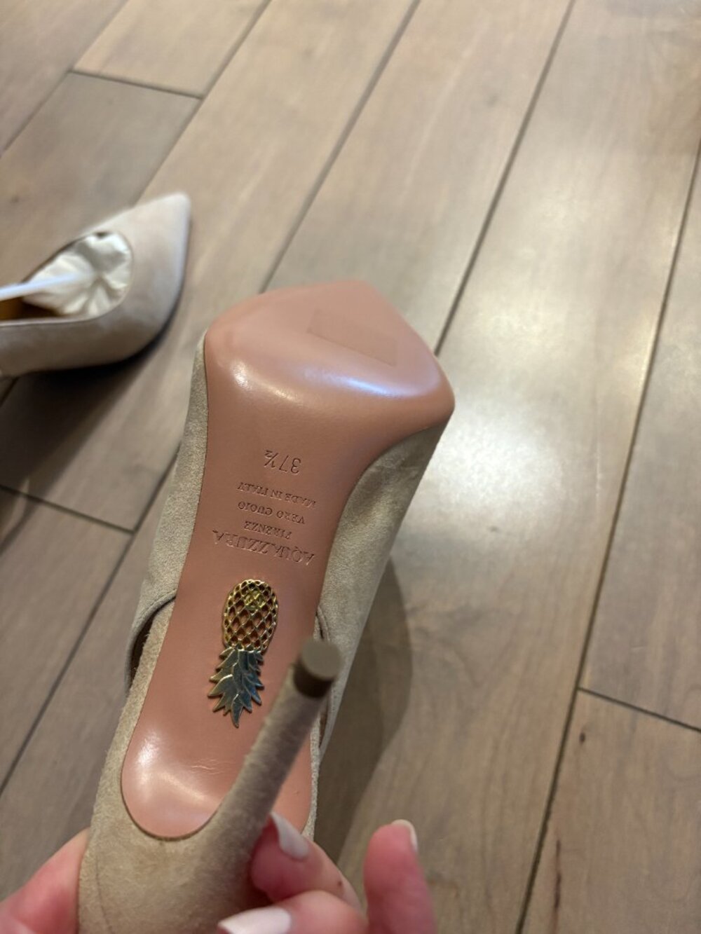 Aquazzura Women's Beige Bow Tie Pump 85 - Picture 8 of 12